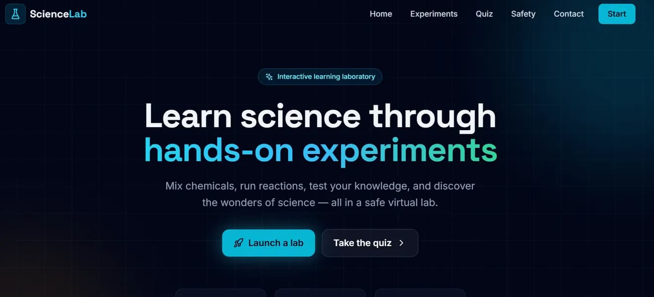 ScienceLab virtual lab homepage: learn science through hands-on experiments